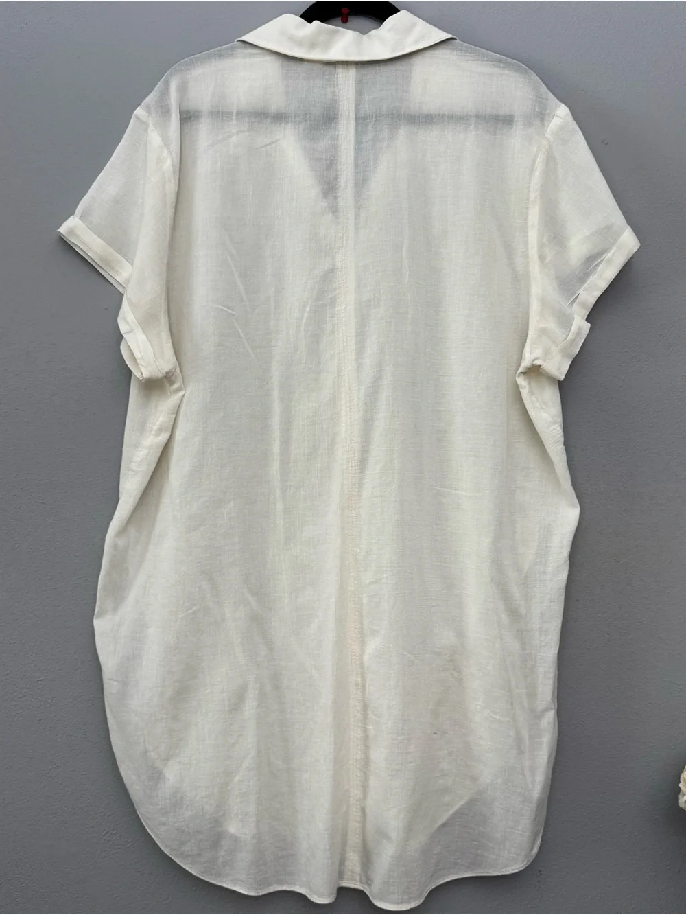 CALIA Carrie Underwood Cream Cotton Gauze ShortSleeve Tunic Button Down Shirt XL - Picture 5 of 9